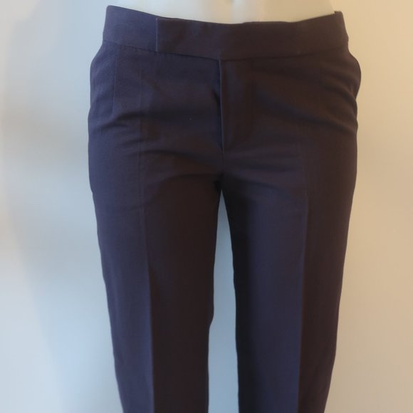 Womens Chloe Blue Cotton Linen Blend Flat Front Pants 38 US/M * - Picture 4 of 10